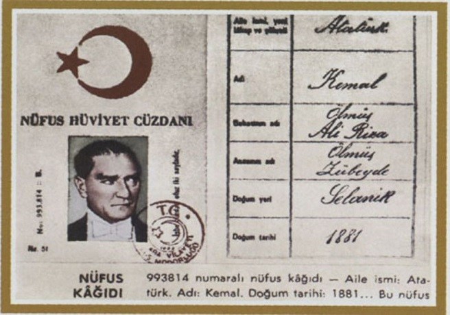 Atatürk ün Nüfus Cüzdanı - Atatürk ün Hüviyet Cüzdanı - Resmi